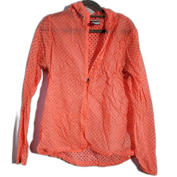 Nike Light Weight Packable Neon Water Resistant Hooded Sheer Full Zip Jacket M - Picture 2 of 12